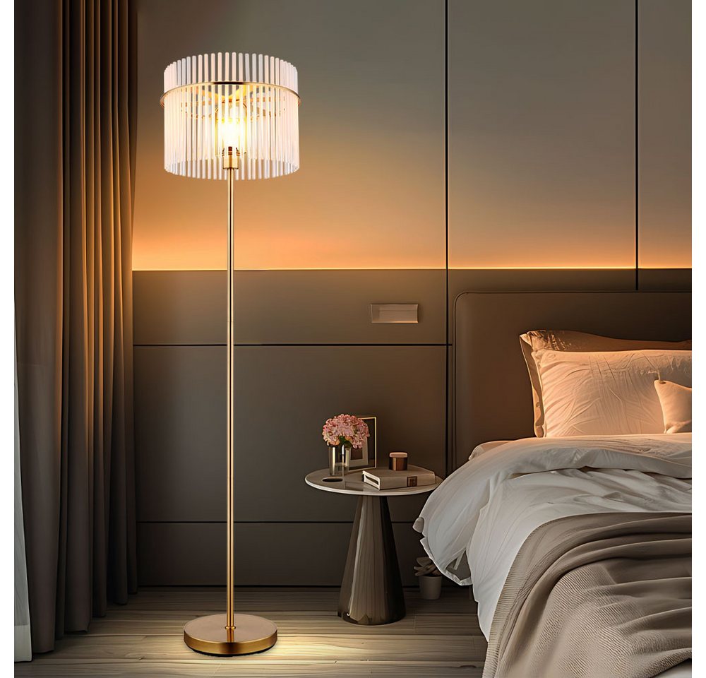 GLOBO LIGHTING LED Stehlampe, Leuchtmittel inklusive, Warmweiß, Stehleuchte Standlampe Glasstäbe gold klar opal LED Wohnzimmerleuchte Bild 3