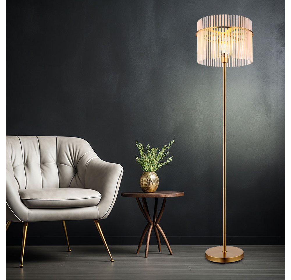 GLOBO LIGHTING LED Stehlampe, Leuchtmittel inklusive, Warmweiß, Stehleuchte Standlampe Glasstäbe gold klar opal LED Wohnzimmerleuchte Bild 4