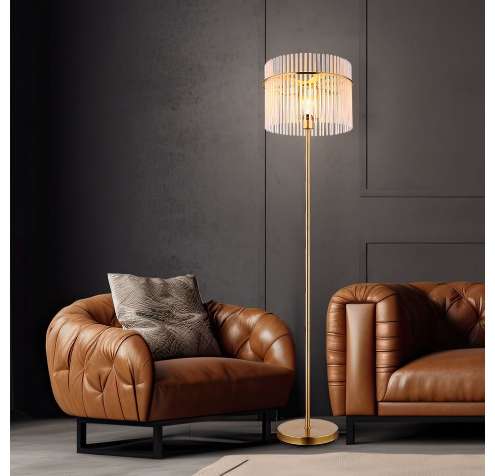GLOBO LIGHTING LED Stehlampe, Leuchtmittel inklusive, Warmweiß, Stehleuchte Standlampe Glasstäbe gold klar opal LED Wohnzimmerleuchte Bild 5