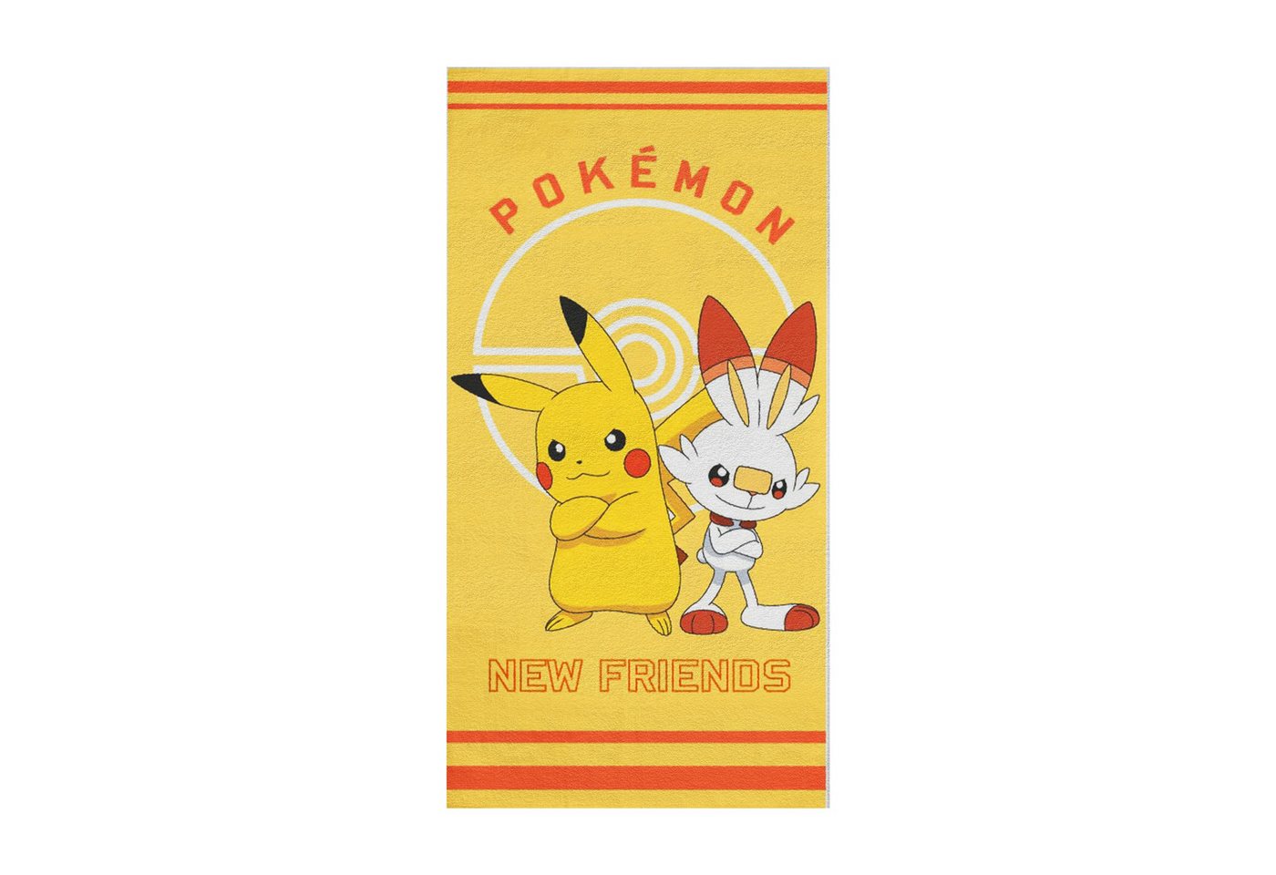 MTOnlinehandel Badetuch Pokemon gelb, Geschenkidee für Kinder, 70x140cm, Fanartikel, 100% Baumwolle (1-St), weich und saugfähig, Pikachu und Scorchic