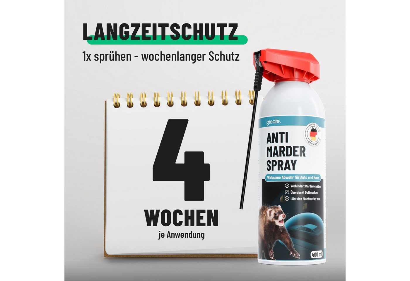 greate. Marderspray Marderspray Auto Motorraum 400 ml - Mader Abwehr, Marderschutz Spray, 400 ml, 1-St. Bild 3