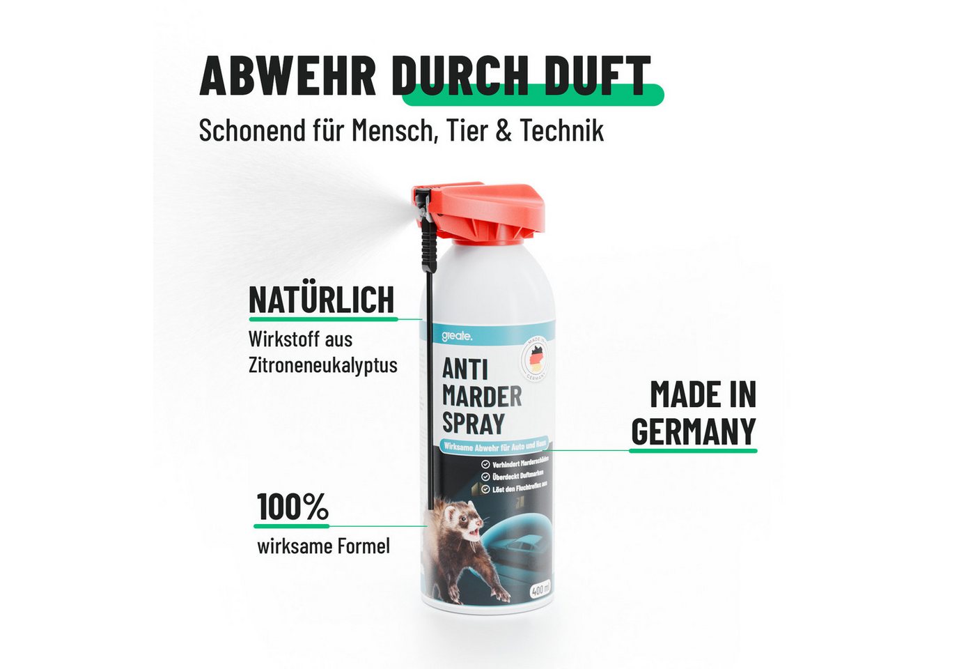 greate. Marderspray Marderspray Auto Motorraum 400 ml - Mader Abwehr, Marderschutz Spray, 400 ml, 1-St. Bild 4