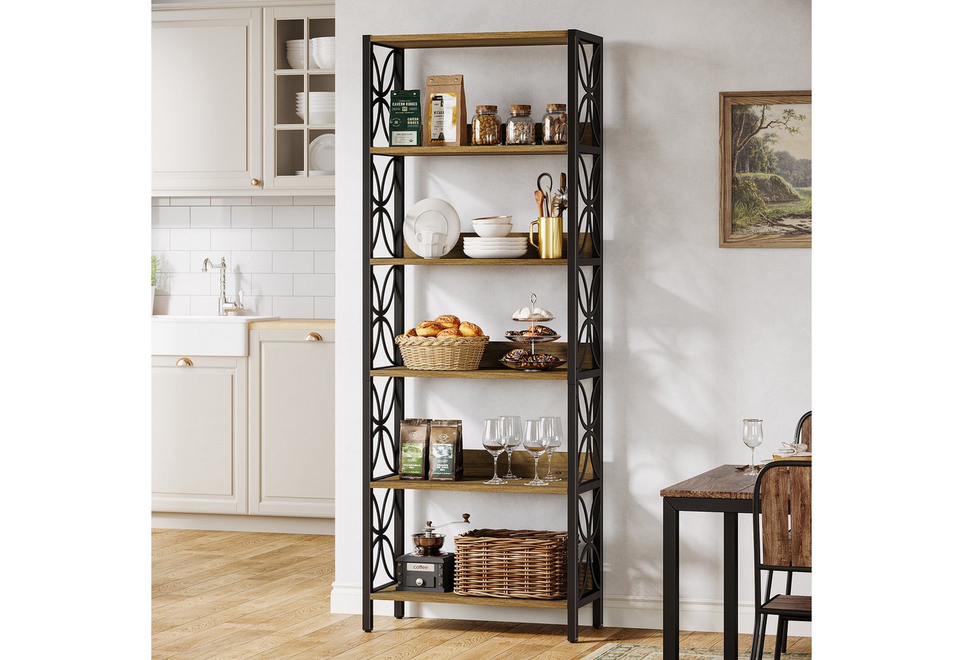 Tribesigns Bücherregal Regal mit 6 Ebenen, 180 cm, industrieller Metallrahmen Bild 4