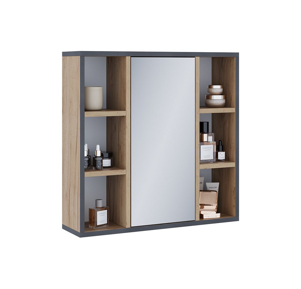 Vicco Badezimmerspiegelschrank Stephan, Goldkraft Eiche/Schwarz, 60 x 59.2 cm mit Regalböden und ... (1-St) Bild 3