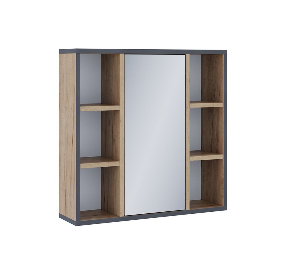 Vicco Badezimmerspiegelschrank Stephan, Goldkraft Eiche/Schwarz, 60 x 59.2 cm mit Regalböden und ... (1-St) Bild 4