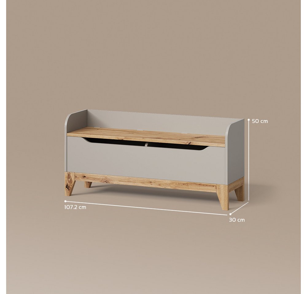 Livinity® Bücherregal Malia, Cashmere/Artisan/Artisan, 107.2 x 50 cm mit Sitzbank, 1-tlg. Bild 3