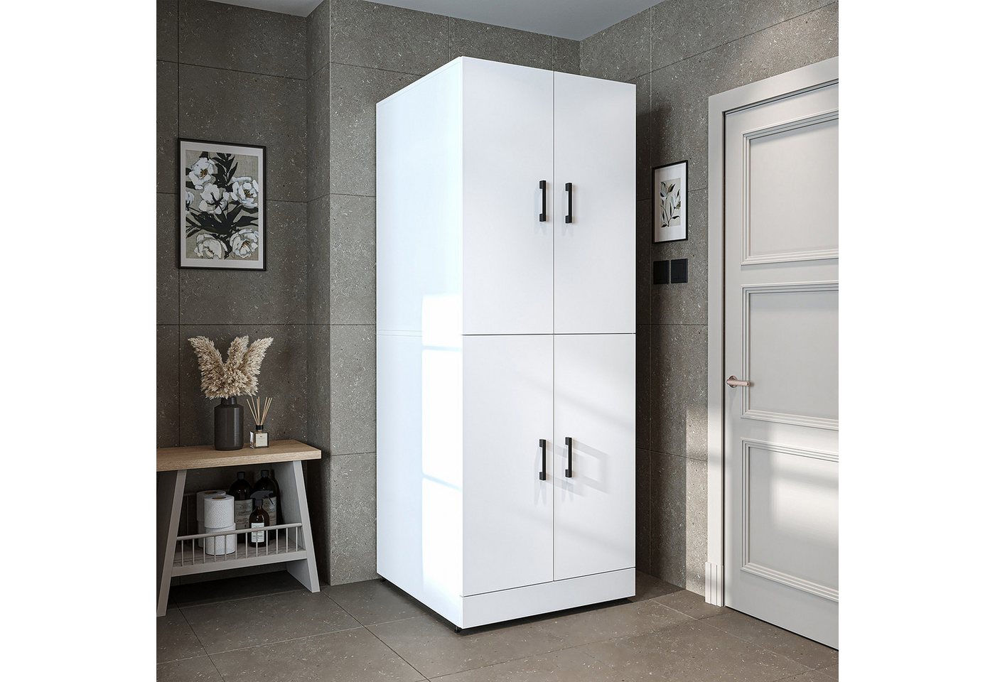 Roomart Waschmaschinenumbauschrank DORA Waschmaschinenschrank 70 cm, Soft-Close, 130 kg, in 4 Farben (Waschmaschinenschrank DORA für Trockner & Waschmaschine in 5 Farben) Soft-Close, Vollauszug, 130 kg, 2 Größen, 5 Farben, Wandbefestigung Bild 3