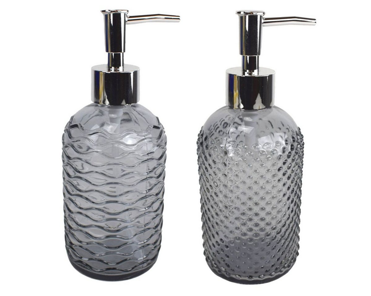 VINNEMEIER GmbH Textil- und Schuhimport Seifenspender Pumpspender Øca. 7 cm Glas moderne Spender für Seifen 400 ml, universell einsetzbar