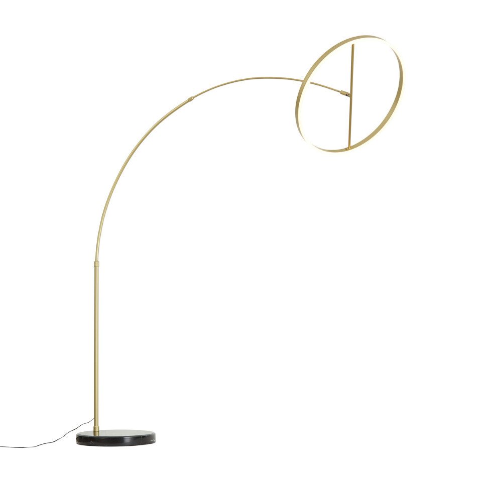 Qazqa Bogenlampe Anello, Dimmbar, LED fest integriert, Extra-Warmweiß, QAZQA Bogen­lampe, integrated, gold, Stahl, Design Bild 3