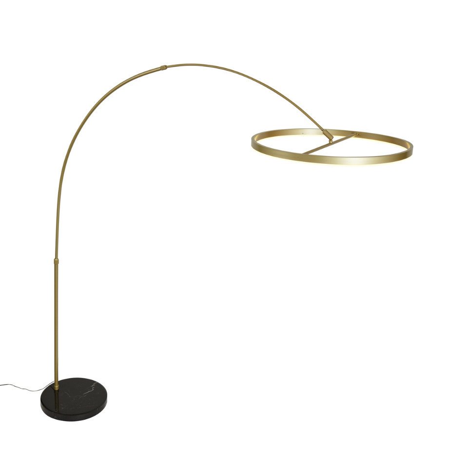 Qazqa Bogenlampe Anello, Dimmbar, LED fest integriert, Extra-Warmweiß, QAZQA Bogen­lampe, integrated, gold, Stahl, Design Bild 4