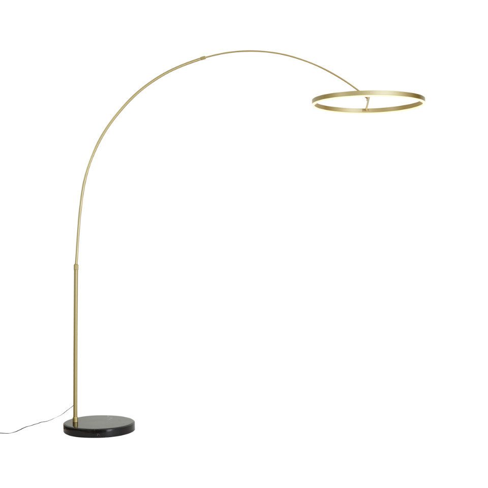 Qazqa Bogenlampe Anello, Dimmbar, LED fest integriert, Extra-Warmweiß, QAZQA Bogen­lampe, integrated, gold, Stahl, Design Bild 5