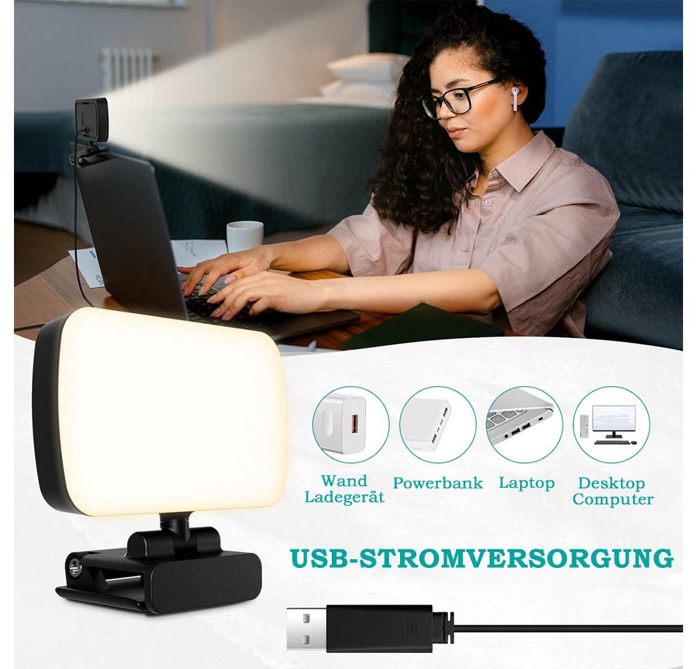 TUWENA Ringlicht Videokonferenz Selfie 120 Lampenperlen LED –Fülllichter 360 Rotatable, 3 Farbtemperaturen 10 Helligkeitsstufengeeignet USB betriebenes Laptop Bild 3