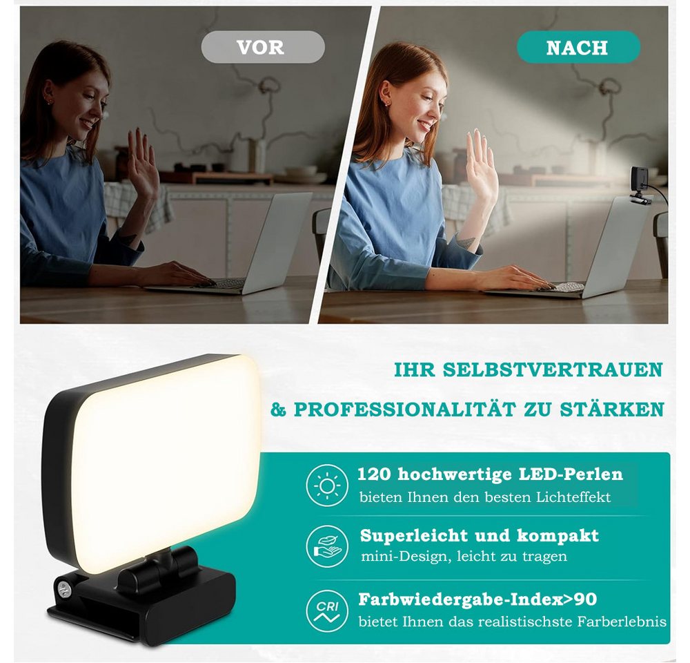 TUWENA Ringlicht Videokonferenz Selfie 120 Lampenperlen LED –Fülllichter 360 Rotatable, 3 Farbtemperaturen 10 Helligkeitsstufengeeignet USB betriebenes Laptop Bild 4