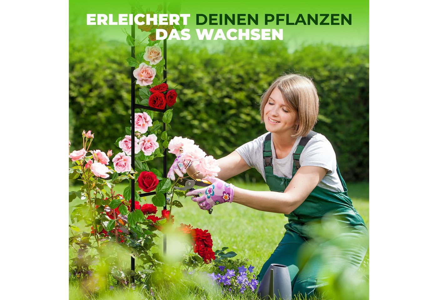 STAHLMANN COMMERCE GmbH Rosenbogen Metall, 240 × 140 × 37 cm, rostfrei, wetterfest, für Rankpflanzen Komplettset, Rosenbogen, rostfrei, wetterfest, kinderleicht aufzubauen