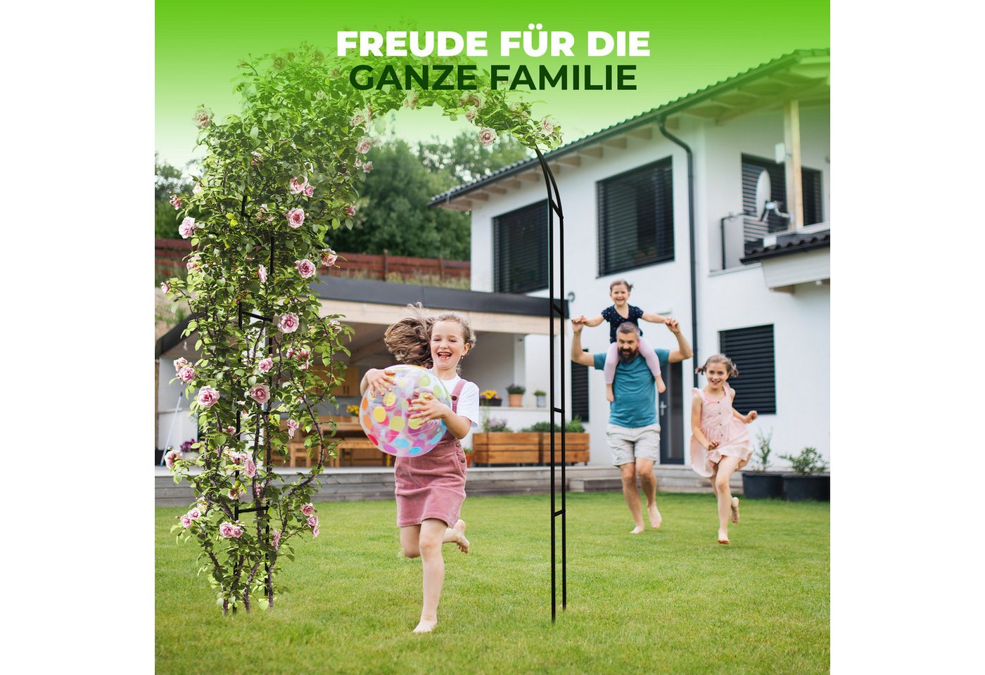 STAHLMANN COMMERCE GmbH Rosenbogen Metall, 240 × 140 × 37 cm, rostfrei, wetterfest, für Rankpflanzen Komplettset, Rosenbogen, rostfrei, wetterfest, kinderleicht aufzubauen Bild 4