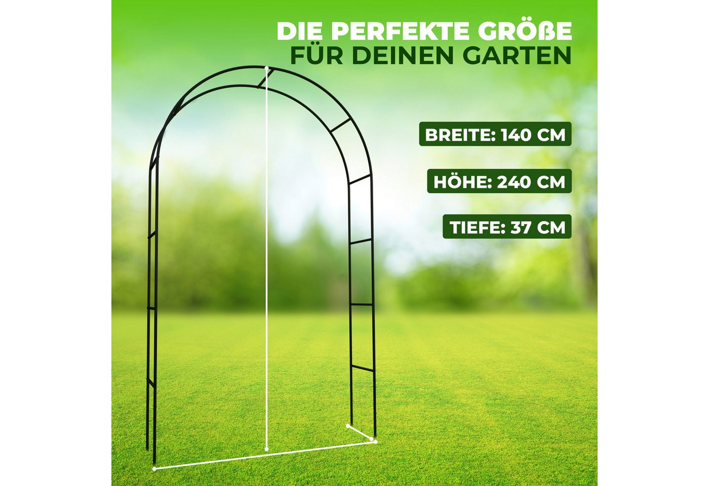 STAHLMANN COMMERCE GmbH Rosenbogen Metall, 240 × 140 × 37 cm, rostfrei, wetterfest, für Rankpflanzen Komplettset, Rosenbogen, rostfrei, wetterfest, kinderleicht aufzubauen Bild 5