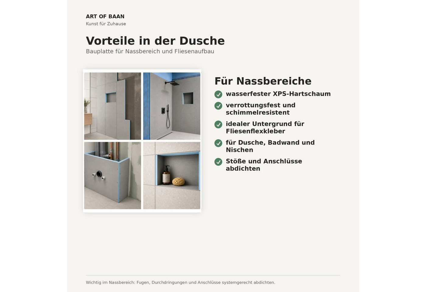 ART OF BAAN Dämmplatte Art of Baan XPS Bauplatte 115x55x3 cm Fliesenplatte druckfest Bild 2
