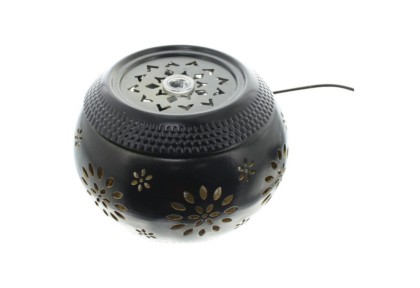 Dekoleidenschaft Gartenbrunnen "Blüten" Tischbrunnen aus Metall schwarz, Brunnen mit LED Beleuchtung, Springbrunnen Ø 15 x 10 cm, Outdoor Gartenbrunnen Bild 2