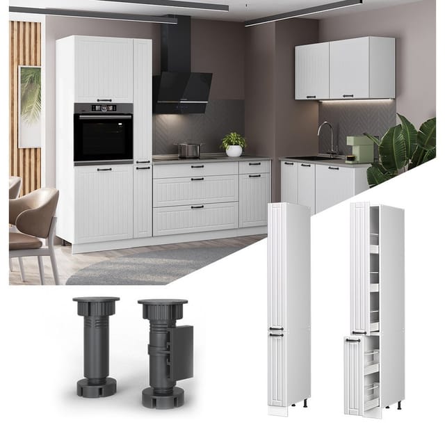 Vicco Hochschrank Fame-Line, Weiß Landhaus/Weiß, 20 cm (1-St)