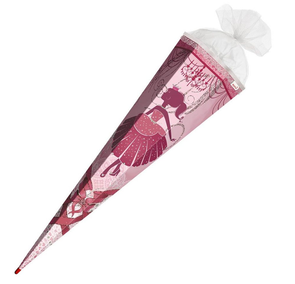 Roth Schultüte Ballerina, 85 cm mit Glitter, eckig, Tüllverschluss, Roth-Spitze, Rüschenborte Bild 3