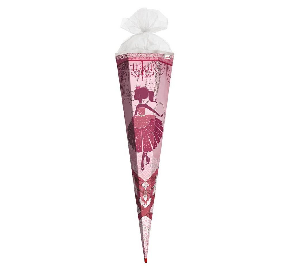 Roth Schultüte Ballerina, 85 cm mit Glitter, eckig, Tüllverschluss, Roth-Spitze, Rüschenborte Bild 4