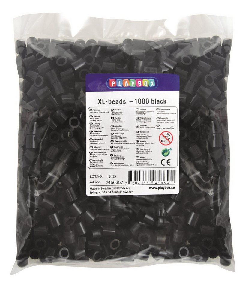 Playbox Bügelperlen Playbox XL-Perlen 1000 Stück schwarz