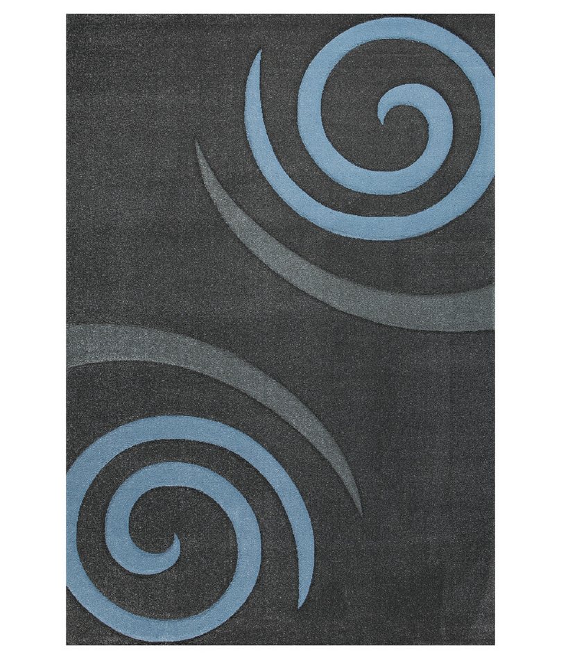 Vimoda Teppich Kurzflor Spiral Muster Blau, Rechteckig, Höhe: 13 mm, Kreisel Muster Spiral Läufer Konturenschnitt Blau Bild 4