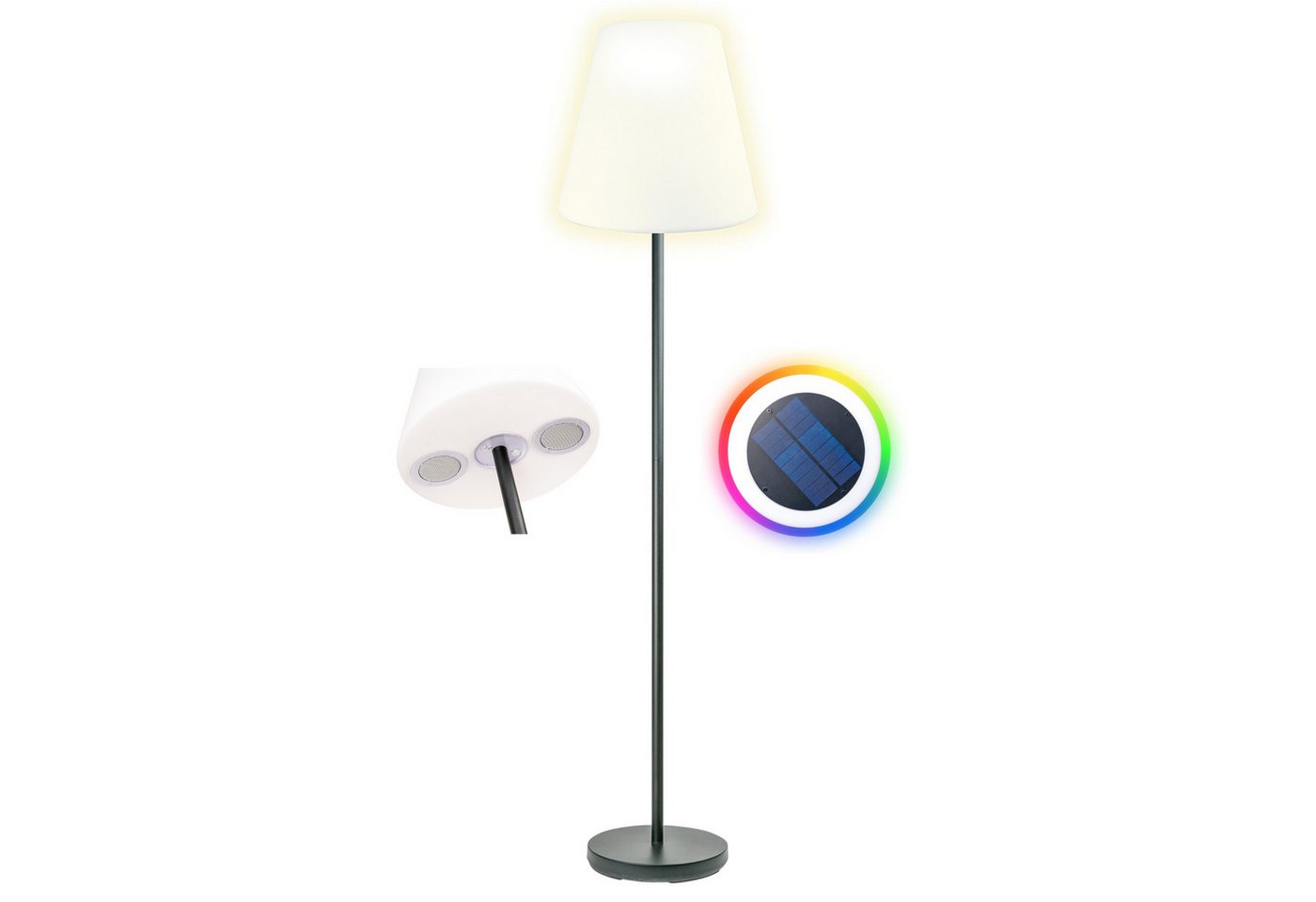 Schwaiger LED Außen-Stehlampe 661828, Fernbedienung zum Ein-/Ausschalten der Lampe, verschiedene Lichtmodi, Bluetooth Lautsprecher, LED, farbwechsel, integrierter Lautsprecher, Farbwechseleffekt, IP44 Bild 4