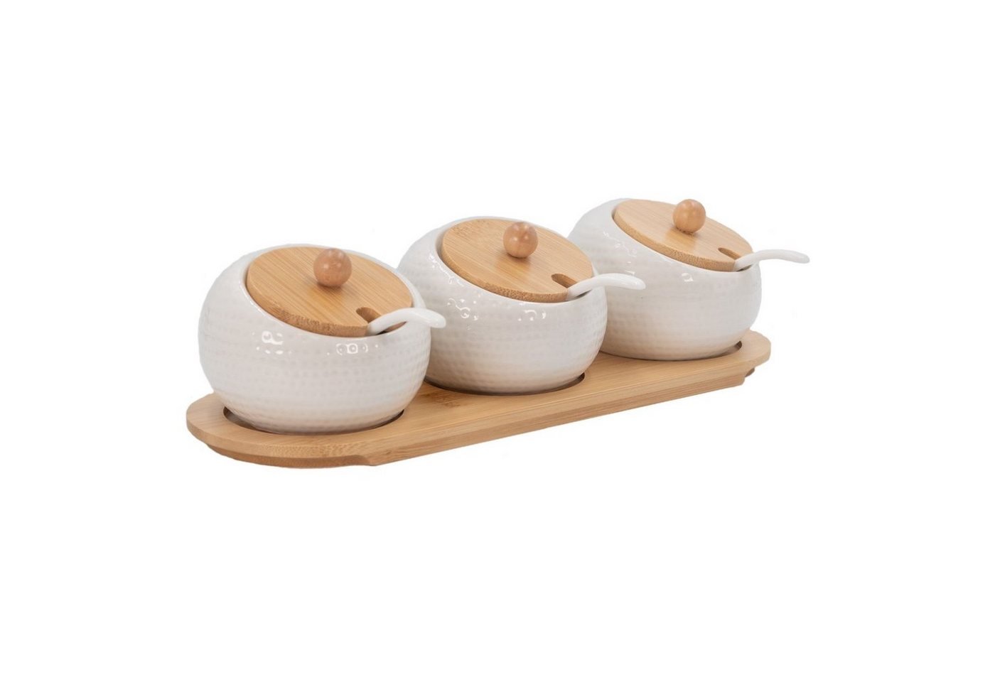 Intirilife Gewürzboard, 10-tlg., 3er Set Gewürzdosen Zuckerdose Porzellanmit Deckel und Löffel Bild 4