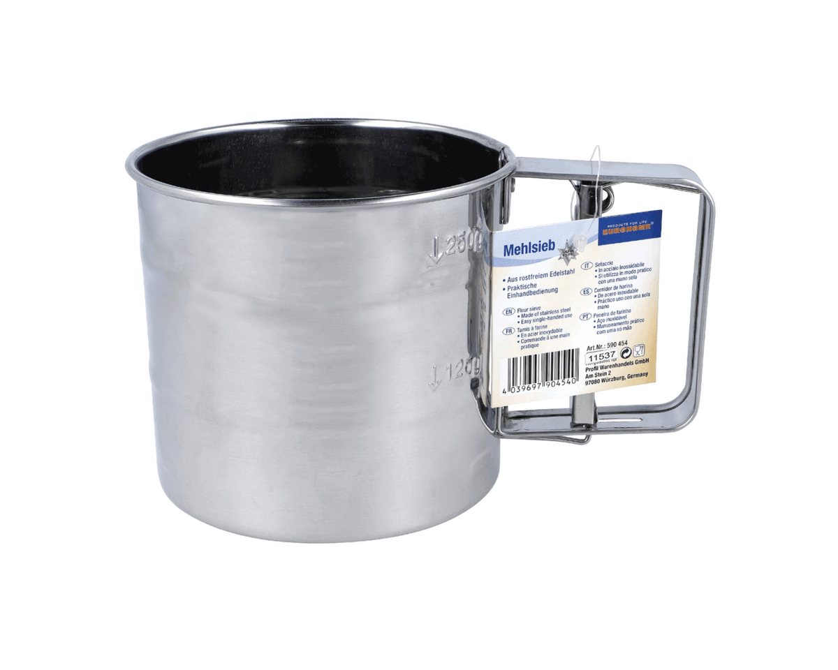 EUROHOME Küchensieb Einhand Mehlsieb aus rostfreiem Edelstahl - Backsieb, Edelstahl, (1-St., Küchensieb Durchmesser 10 cm & Höhe 9 cm), Sieb mit Skala - Backsieb spülmaschinenfest Bild 2