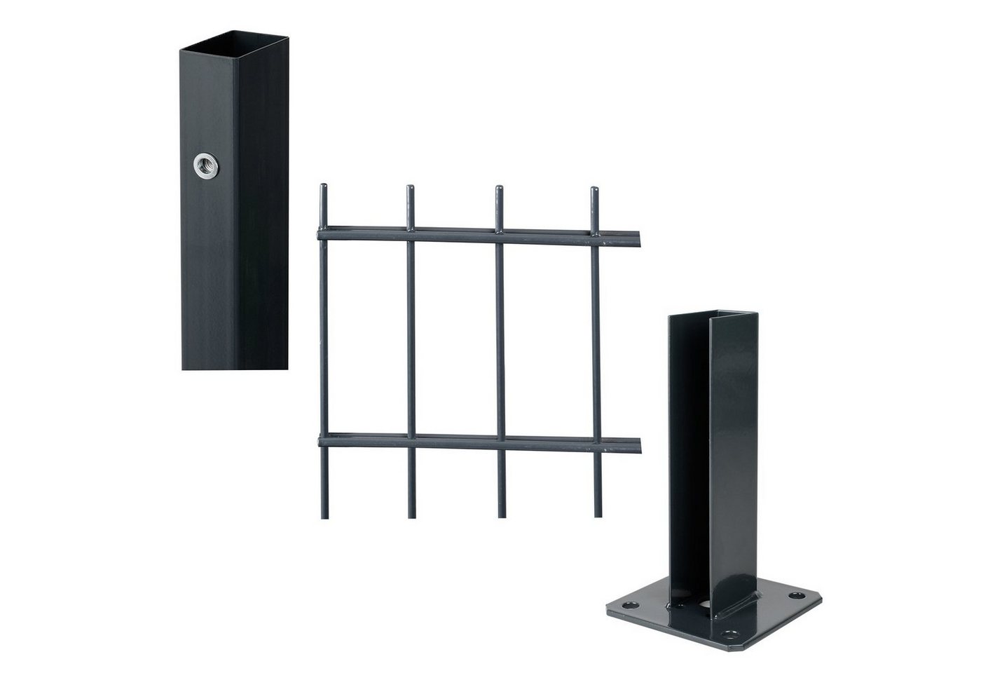 Roysson Doppelstabmattenzaun Doppelstabmattenzaun Komplettset Stabmattenzaun + Fußplatte (1430mm)
