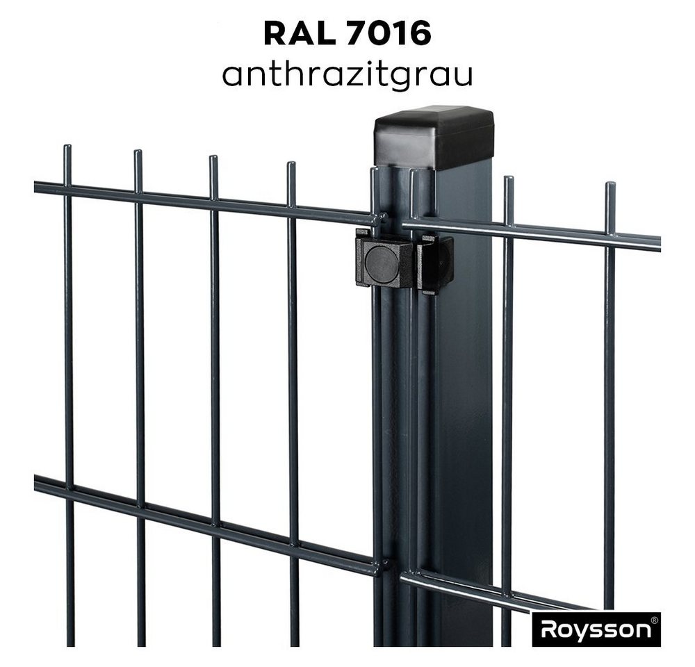 Roysson Doppelstabmattenzaun Doppelstabmattenzaun Komplettset Stabmattenzaun + Fußplatte (1430mm) Bild 5