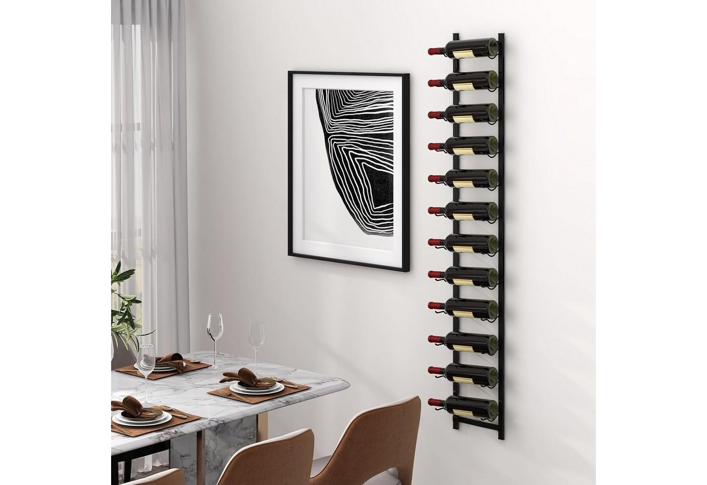 KOMFOTTEU Weinregal Wand-Weinregal, hängendes Flaschenregal, Schwarz Bild 4