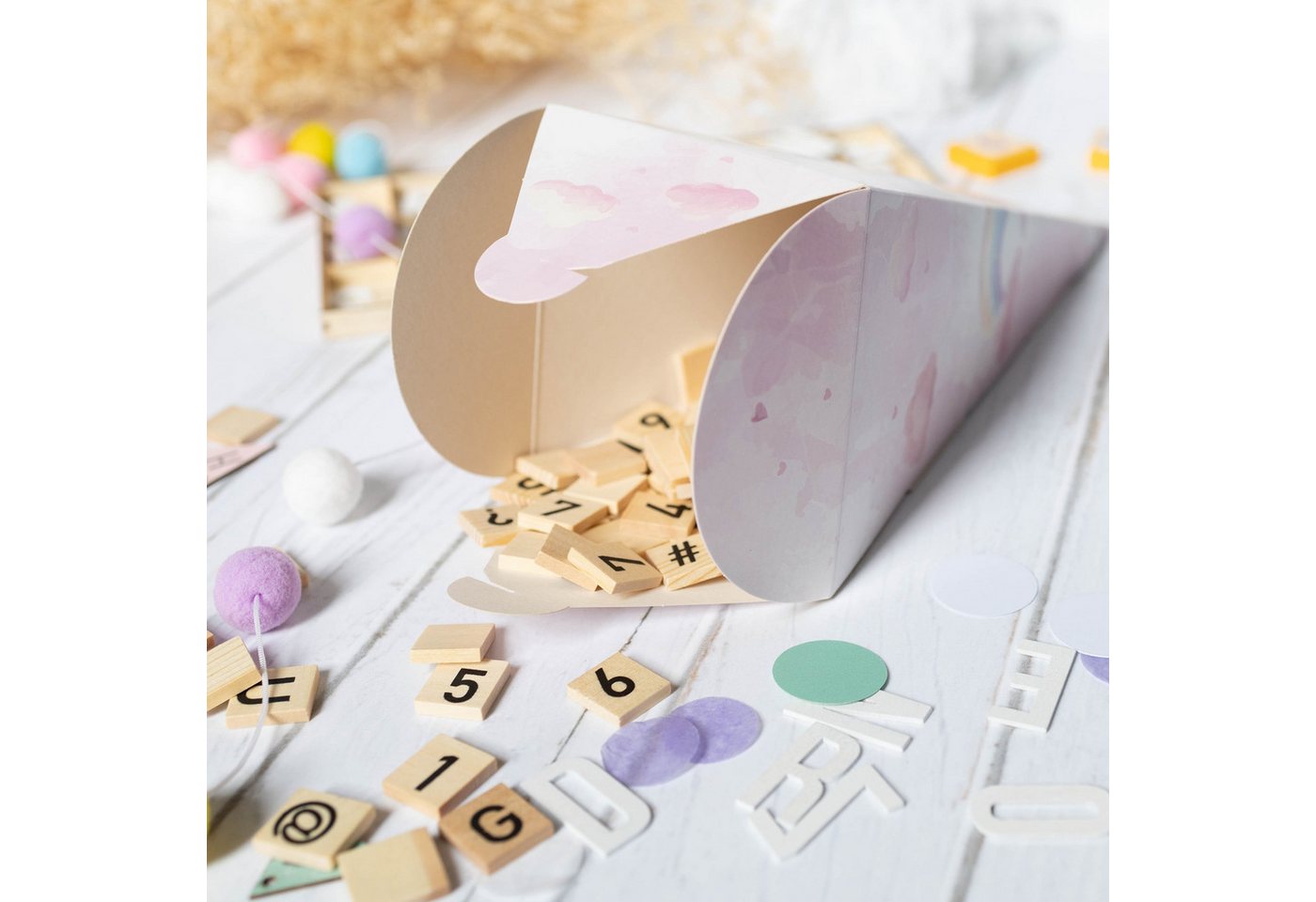 TOBJA Schultüte Kleine Geschwister Schultüte Einhorn - Zuckertüte Mädchen, Mini Schultüte im Einhorn Design Schulanfang