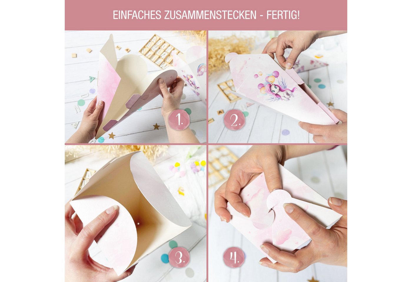 TOBJA Schultüte Kleine Geschwister Schultüte Einhorn - Zuckertüte Mädchen, Mini Schultüte im Einhorn Design Schulanfang Bild 2