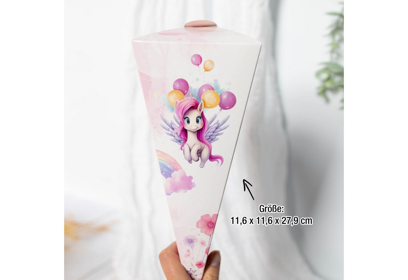 TOBJA Schultüte Kleine Geschwister Schultüte Einhorn - Zuckertüte Mädchen, Mini Schultüte im Einhorn Design Schulanfang Bild 3