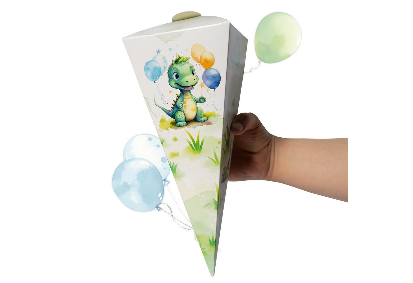TOBJA Schultüte Kleine Geschwister Schultüte Dino - Zuckertüte Jungen oder Mädchen, Mini Schultüte im Dinosaurier Design Schulanfang Bild 2