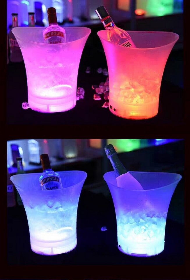 Smad Outdoor-Flaschenkühler DIB-5ATYK-1, 5L LED glühende Eiskübel 7 Farbe ändern Wein Getränke Bar Party Bild 2