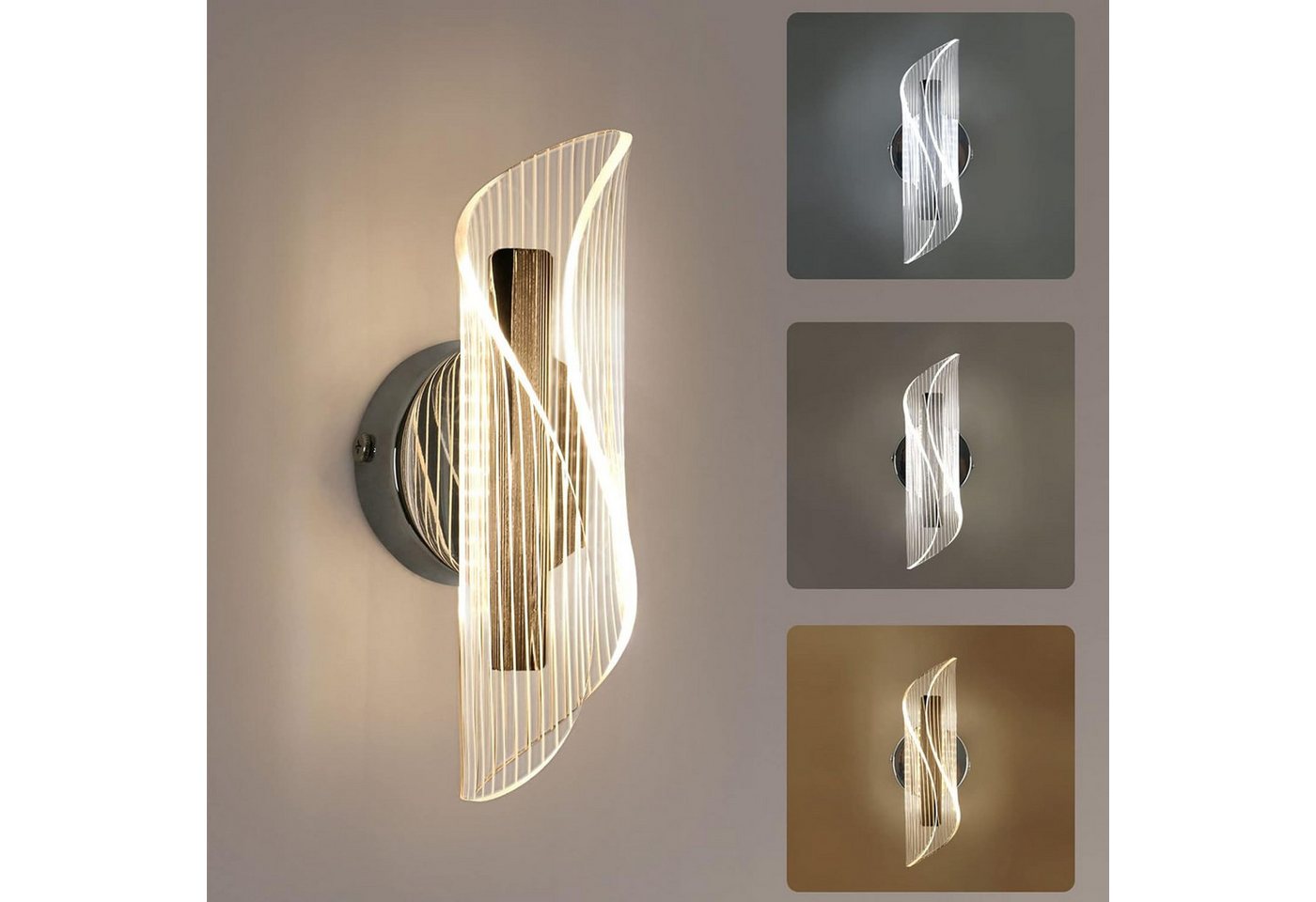 Riserva LED Wandstrahler Wandleuchte Innenwandleuchte, Acryl Dekoleuchte, 12W für Büro, Flur, LED fest integriert, Warmes Licht, Kein Flimmern, Augenschutz-Design, schützen Sie Ihre Augen Bild 3