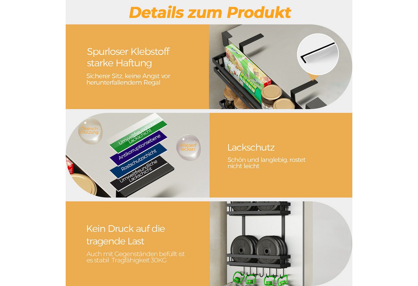 GLIESE Hängeregal für Kühlschrank Küchenregal Gewürzregale Bild 5