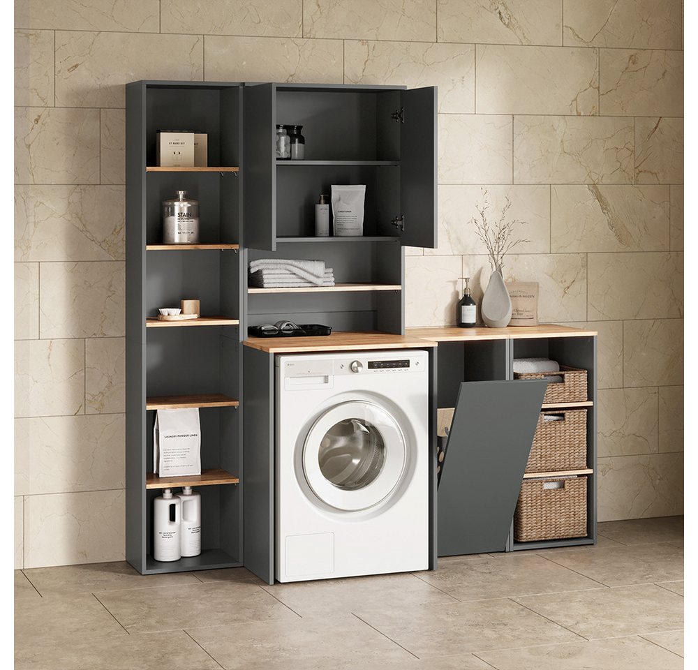 Livinity® Waschmaschinenumbauschrank Paolina, Anthrazit/Goldkraft Eiche, 68 x 100.4 cm (1-St)