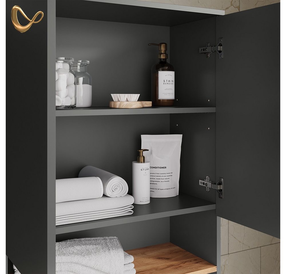 Livinity® Waschmaschinenumbauschrank Paolina, Anthrazit/Goldkraft Eiche, 68 x 100.4 cm (1-St) Bild 2