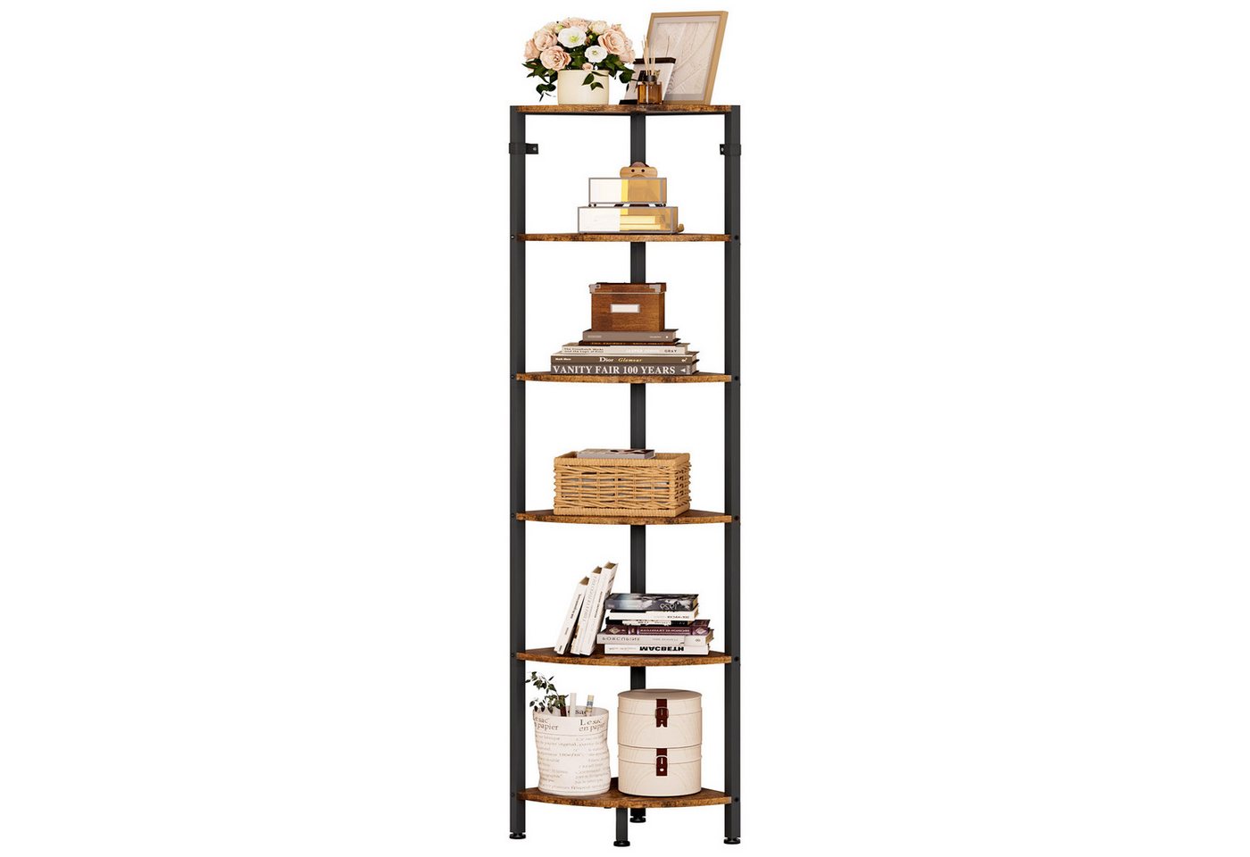 Yorbay Eckregal 6 Ebenen platzsparend Standregal stehend, Hoch Regal mit Kippschutz, 170cm