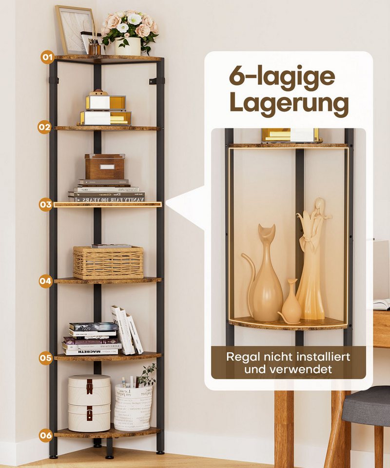Yorbay Eckregal 6 Ebenen platzsparend Standregal stehend, Hoch Regal mit Kippschutz, 170cm Bild 4