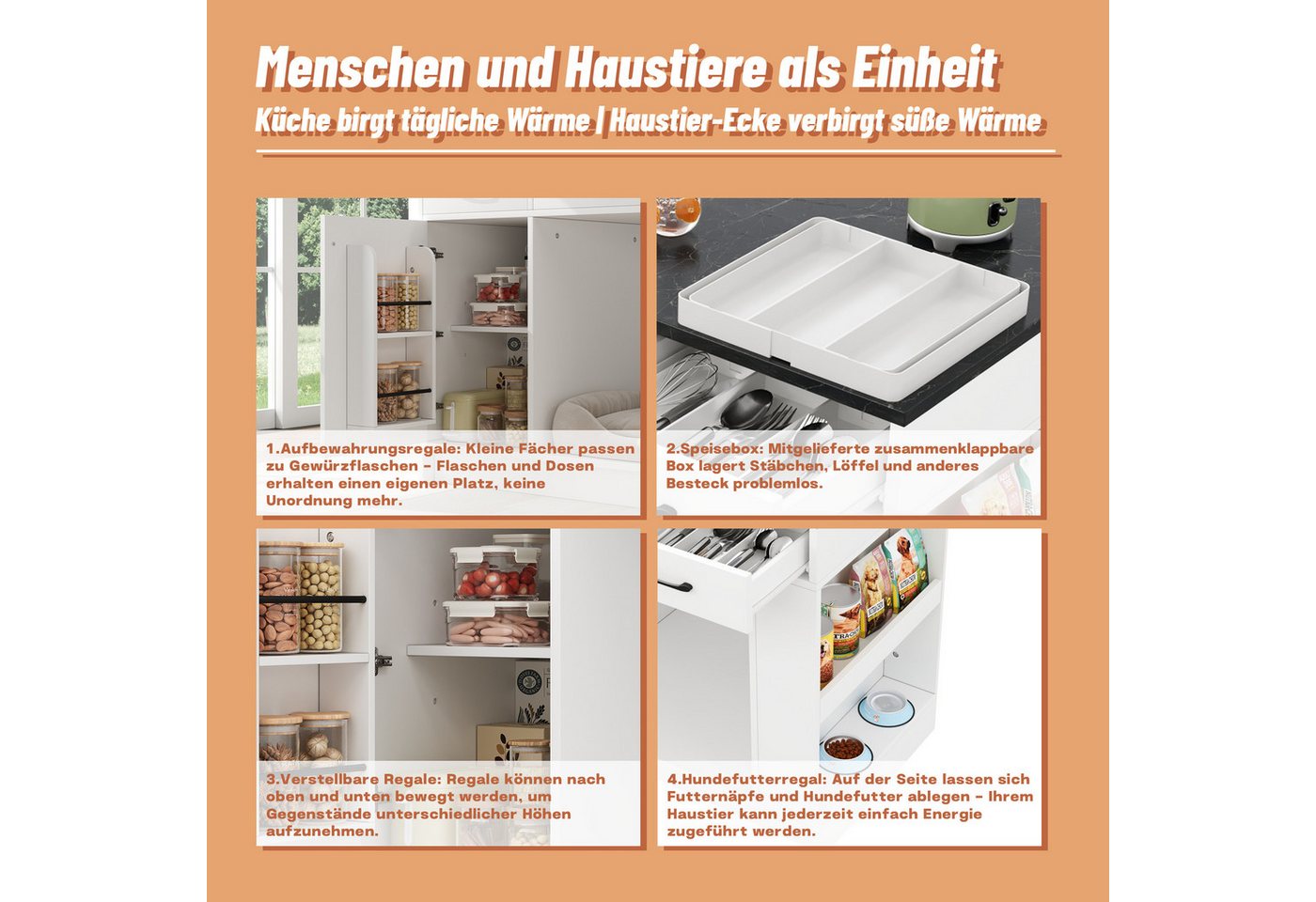 STILVORA Kücheninsel mit arbeitsplatte Küchenschrank mit verstellbare Regalplatte, Schwarz, (Kücheninsel 120×60×90cm mit Schubladen, Regal, Haustierbereich), für Küche, Esszimmer, Wohnzimmer, Haustierbereich