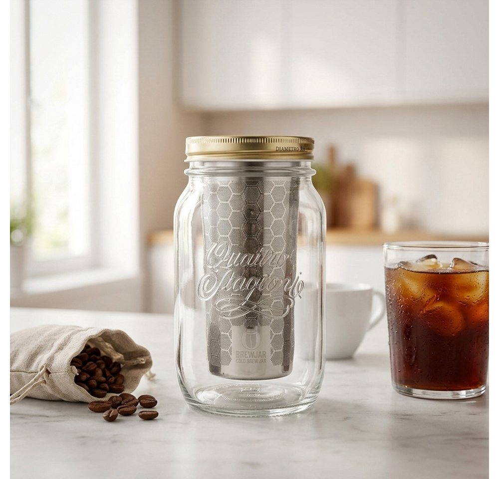 dripdrip Cold Brew Zubereiter BREWJAR, 1l Kaffeekanne, Edelstahlfilter, inkl. Edelstahlfilter & für kalt gebrühten Kaffee, Kaffeebereiter Bild 5