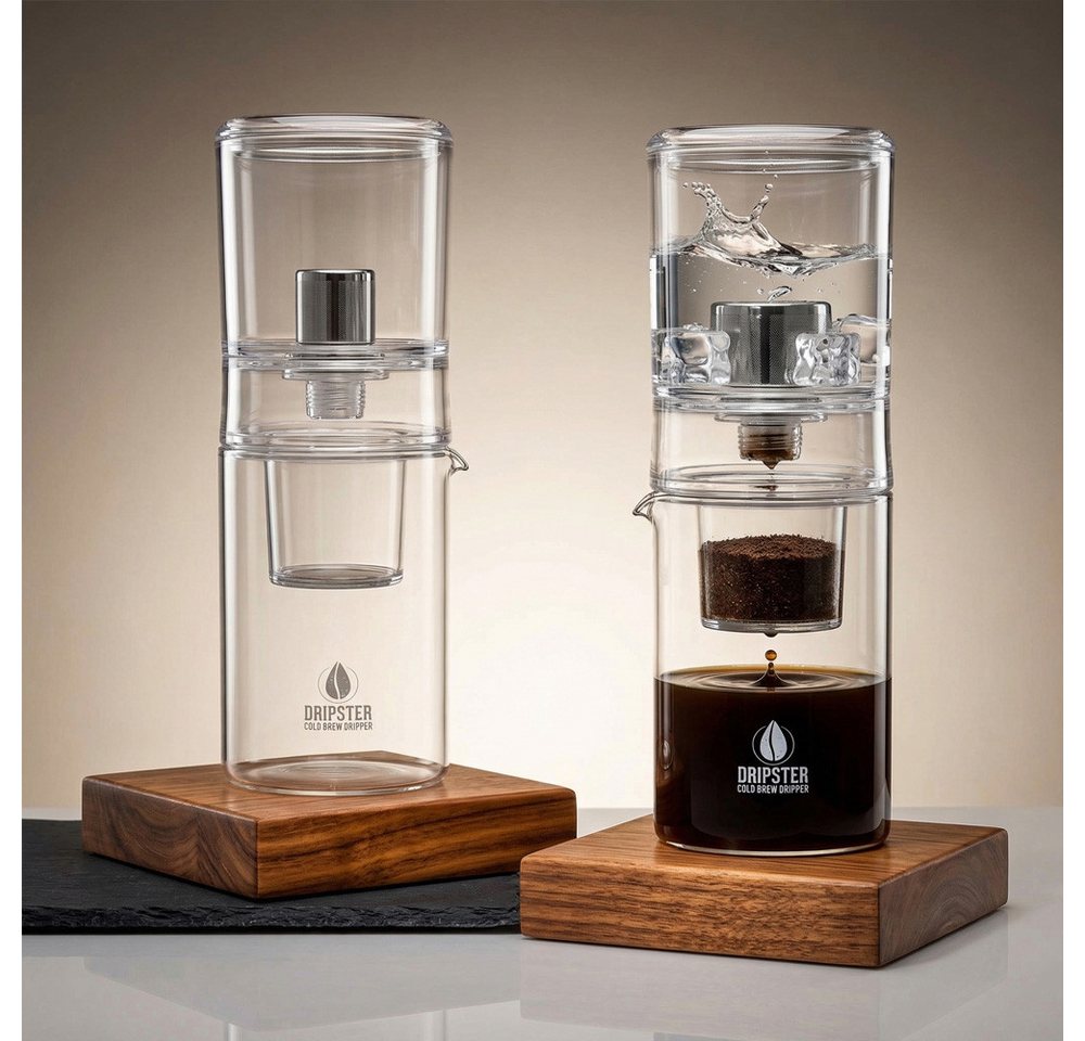 dripdrip Cold Brew Zubereiter DRIPSTER, 0,6l Kaffeekanne, Edelstahlnetz, Kaffeebereiter für kaltgebrühten Kaffee und Tee