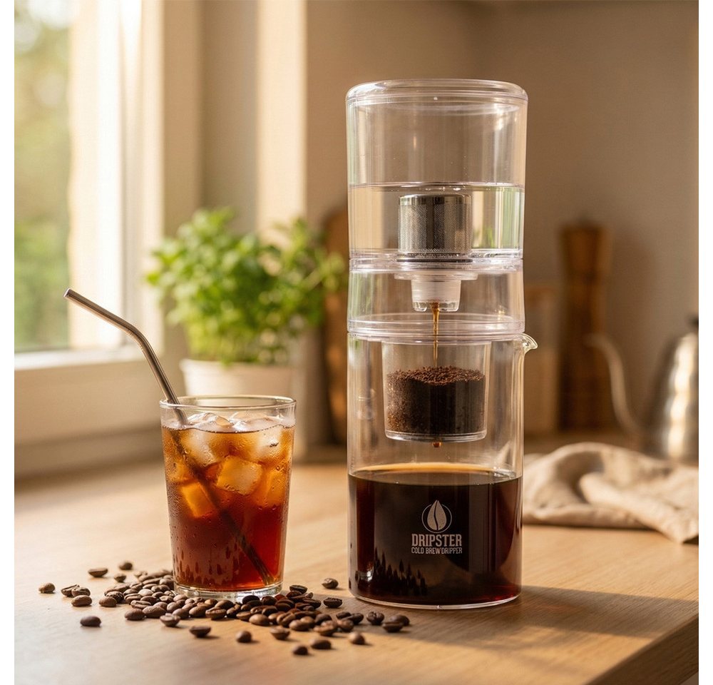 dripdrip Cold Brew Zubereiter DRIPSTER, 0,6l Kaffeekanne, Edelstahlnetz, Kaffeebereiter für kaltgebrühten Kaffee und Tee Bild 3