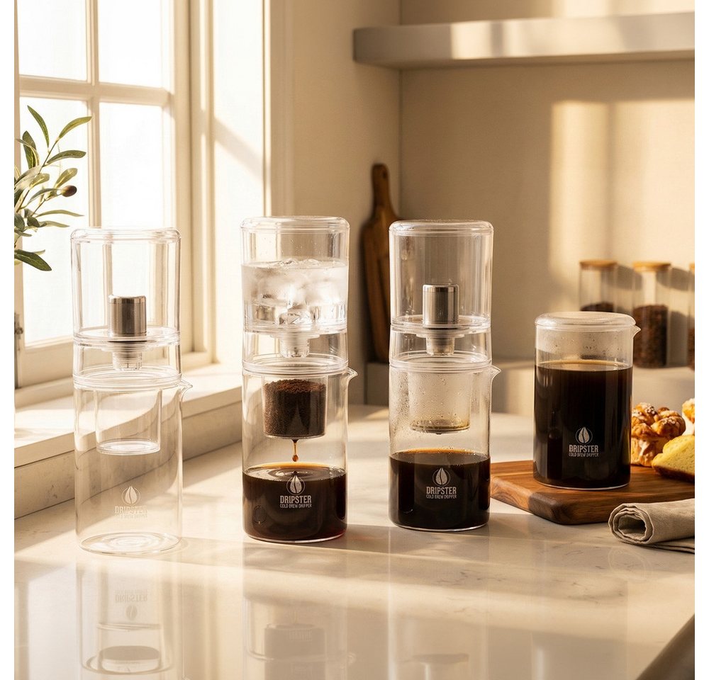 dripdrip Cold Brew Zubereiter DRIPSTER, 0,6l Kaffeekanne, Edelstahlnetz, Kaffeebereiter für kaltgebrühten Kaffee und Tee Bild 4