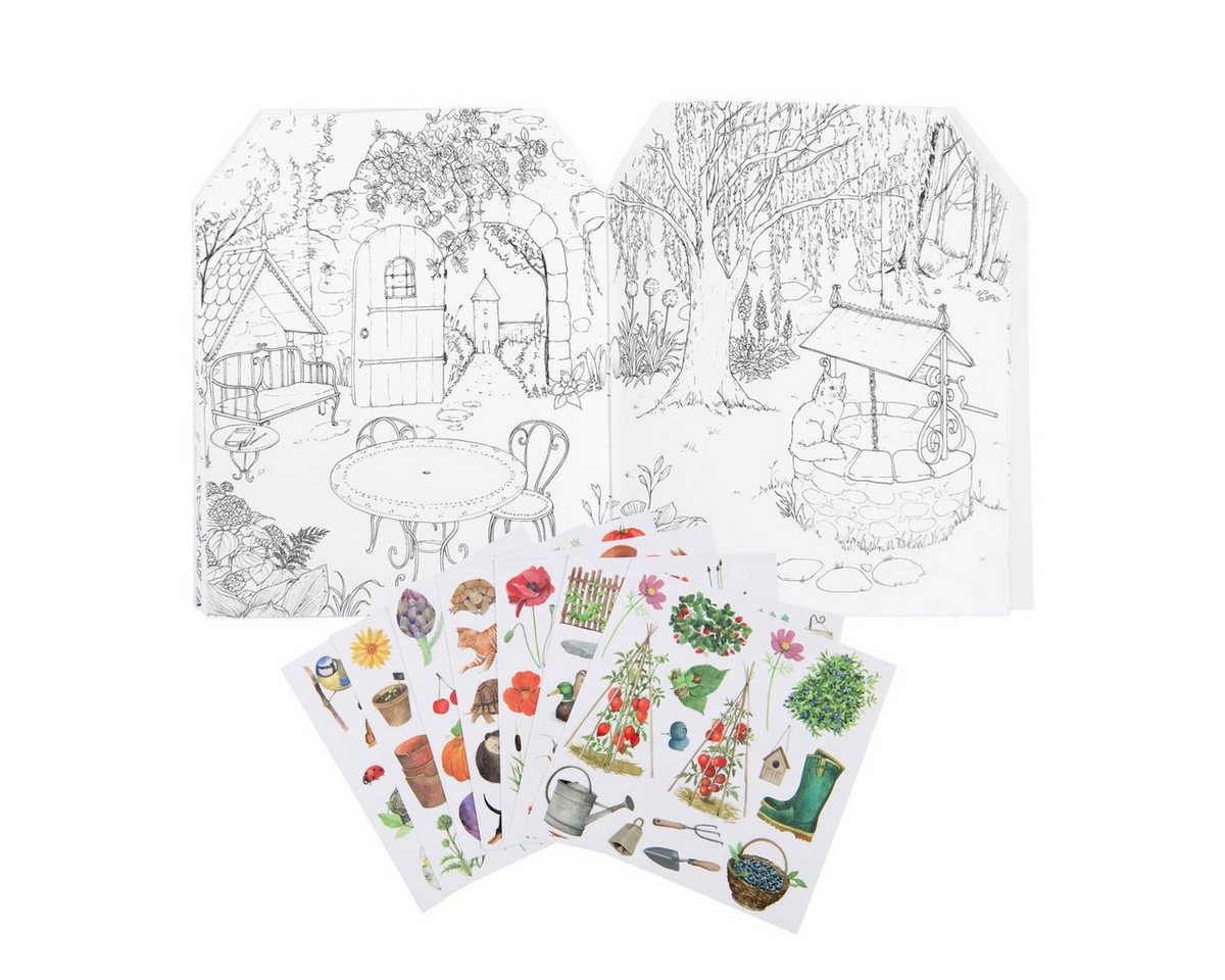 Moulin Roty Malvorlage Mal- und Stickerbuch "Gärtner" für kreative Kinder zum Ausmalen (Set), Mal- und Stickerbuch Bild 2